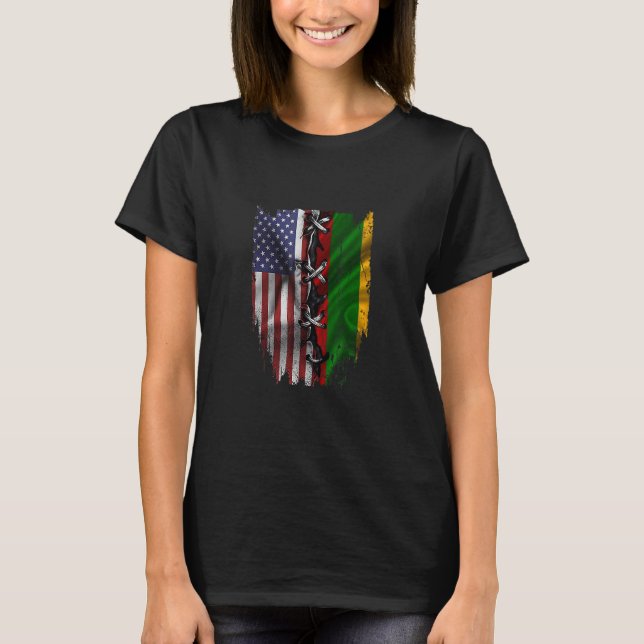 Camiseta American Grown Lithuanian Roots USA Lithuania Flag (Frente)