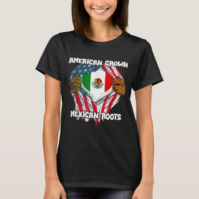Camiseta American Grown Mexican Roots Mexico Country Lover  (Frente)