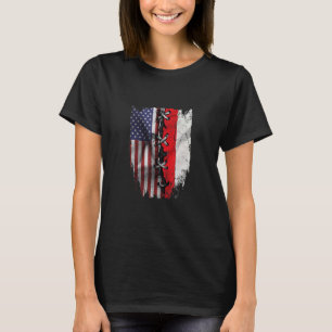 Camiseta American Grown Polonês Roots USA Polônia Flag