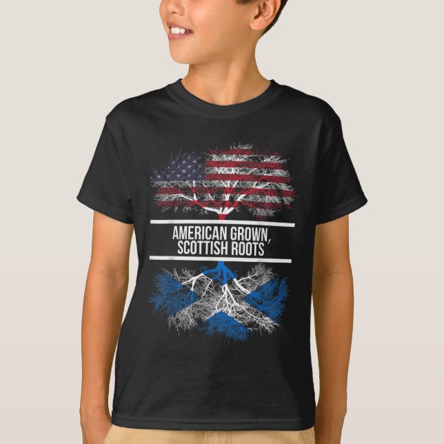 Camiseta American Grown Scottish Roots - bandeira Americana (Frente)