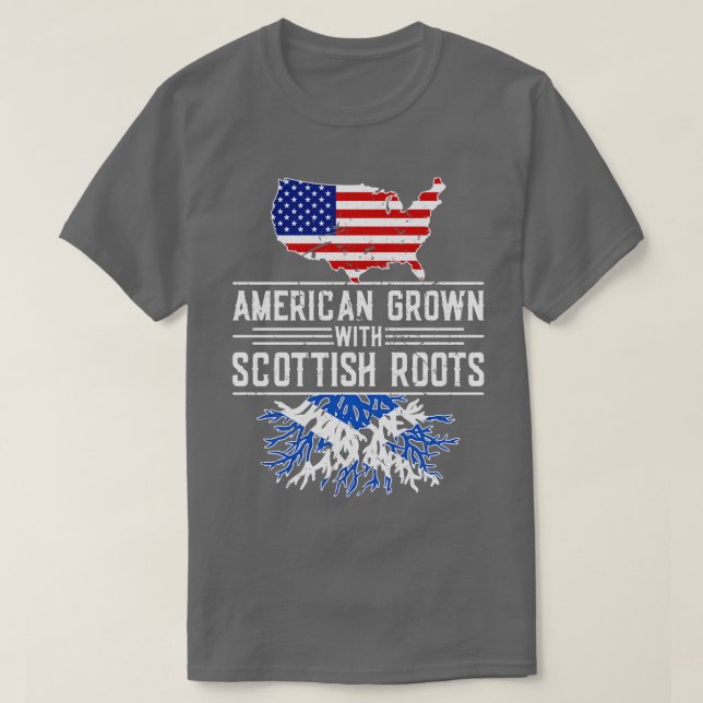 Camiseta American Grown Scottish Roots Pride Scotland (Frente do Design)