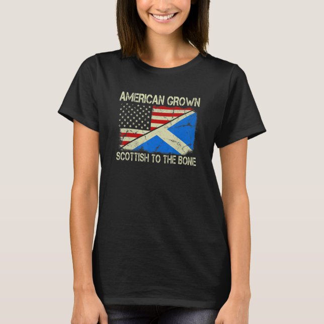 Camiseta American Grown Scottish To Bone Us Scotland Fl (Frente)