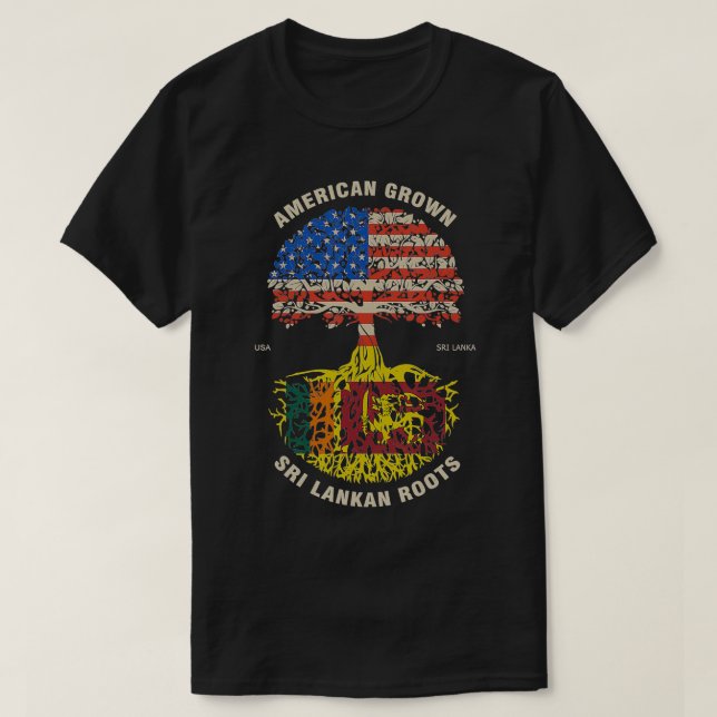 Camiseta American Grown Sri Lanka Roota Bandeira do Sri Lan (Frente do Design)