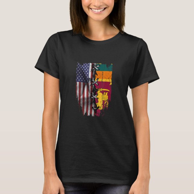 Camiseta American Grown Sri Lankan Roots USA Sri Lanka Flag (Frente)