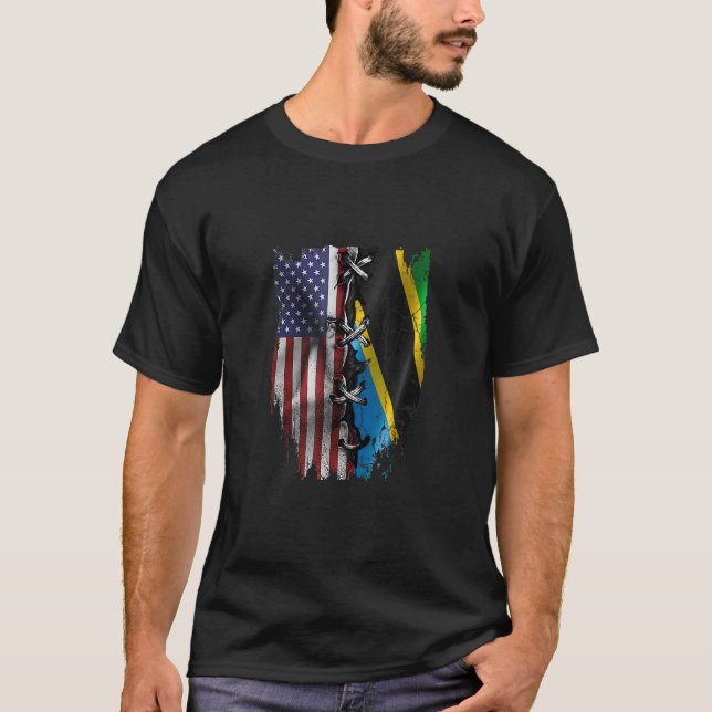Camiseta American Grown Tanzanian Roots USA Tanzania Flag (Frente)