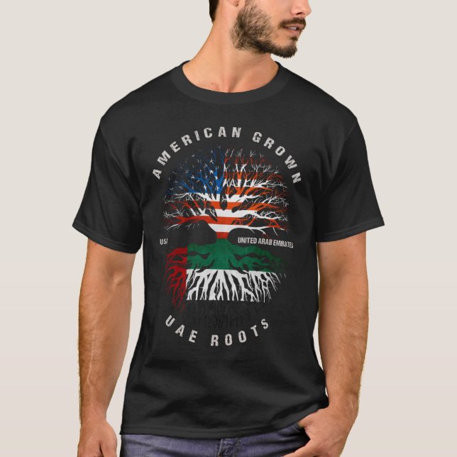 Camiseta American Grown UAE Roots United Arab Emirados Flag (Frente)