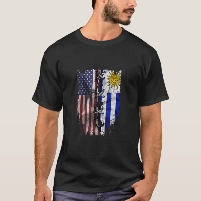 Camiseta American Grown Uruguayan Roots USA Uruguay Flag (Frente)