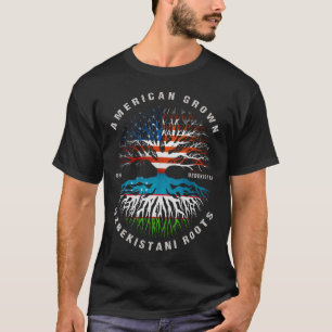 Camiseta American Grown Uzbekistani Roots Uzbekistan Flag