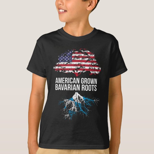 Camiseta American Grown with Bavarian Roots - Baviera (Frente)