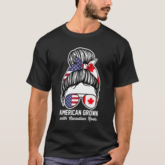 Camiseta American grown with Canadian roots Canadian (Frente)
