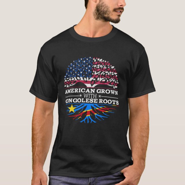 Camiseta American Grown with Congolese Roots  DR Congo (Frente)