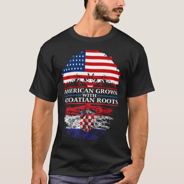 Camiseta American Grown with Croatian Roots  Croatia (Frente)