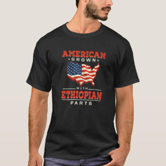 Camiseta American Grown with Ethiopian Parts Patriotic Ethi
