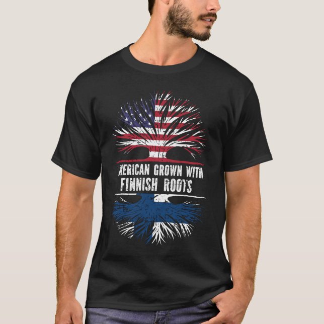 Camiseta American Grown with Finnish Roots USA Flag (Frente)