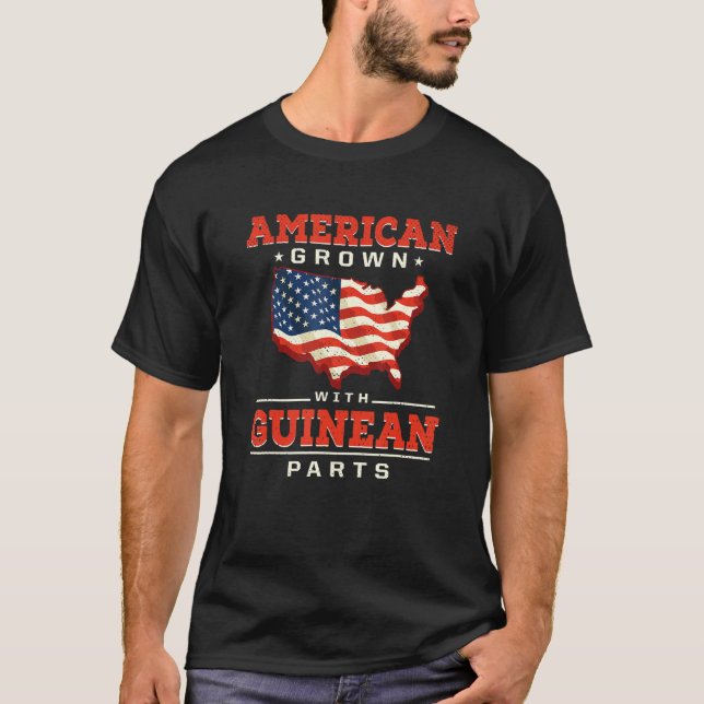 Camiseta American Grown with Guinean Parts Patriotic Guinea (Frente)