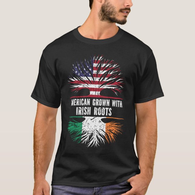 Camiseta American Grown with Irish Roots USA Flag (Frente)