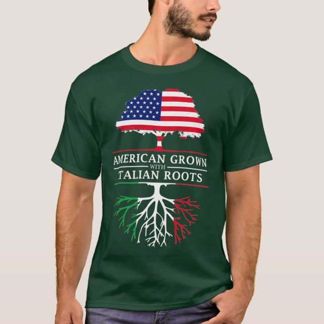 Camiseta American Grown with Italian Roots  Italy Premium (Frente)