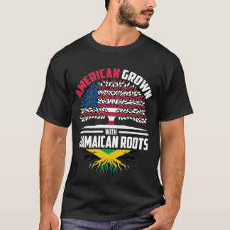 Camiseta American Grown With Jamaican Roots Jamaica Flag Fa