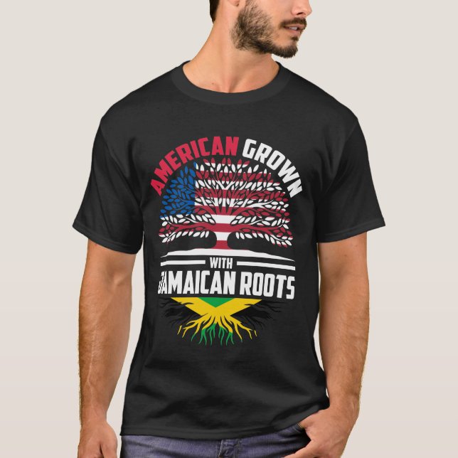 Camiseta American Grown With Jamaican Roots Jamaica Flag Fa (Frente)