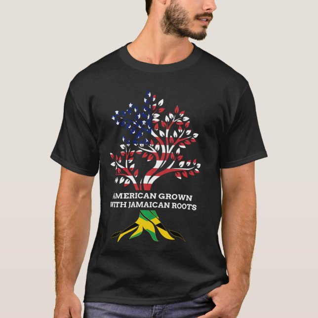 Camiseta American Grown with Jamaican Roots, Jamaica Herita (Frente)