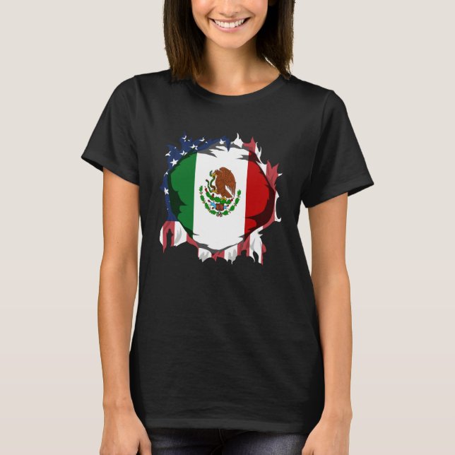 Camiseta American Grown with Mexican Roots Flag (Frente)