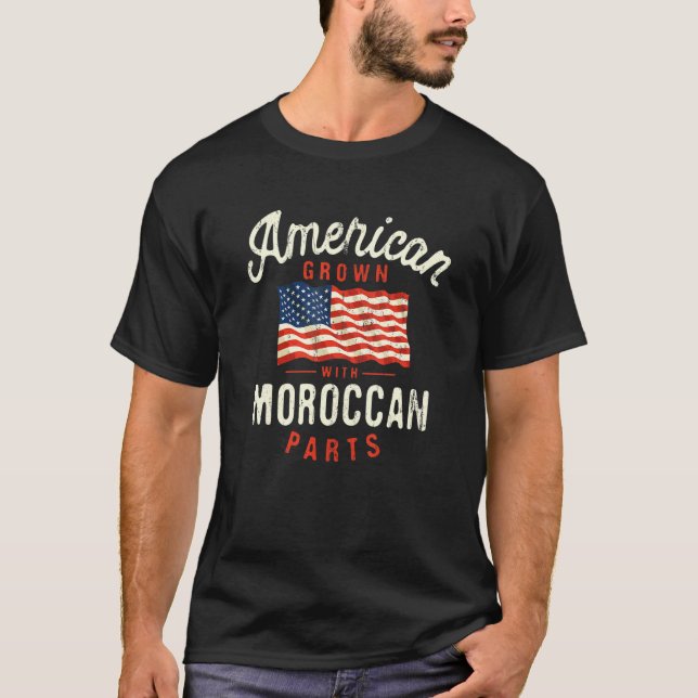 Camiseta American Grown with Moroccan Parts Patriotic Natio (Frente)