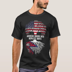 Camiseta American Grown with Nepalese Roots USA Flag