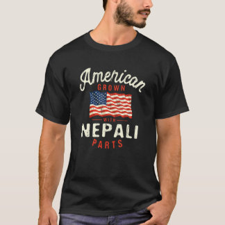 Camiseta American Grown with Nepali Parts Patriotic Nationa