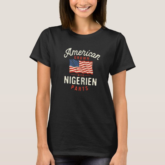 Camiseta American Grown with Nigerien Parts Patriotic Natio (Frente)