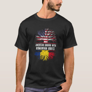 Camiseta American Grown With Romanian Roots USA Flag Romani