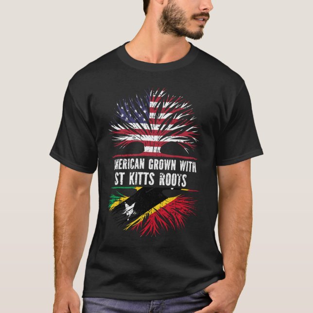 Camiseta American Grown with Rua Kitts Roots USA Flag (Frente)