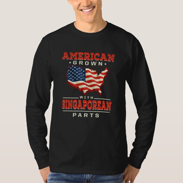 Camiseta American Grown with Singaporean Parts Patriotic Si (Frente)