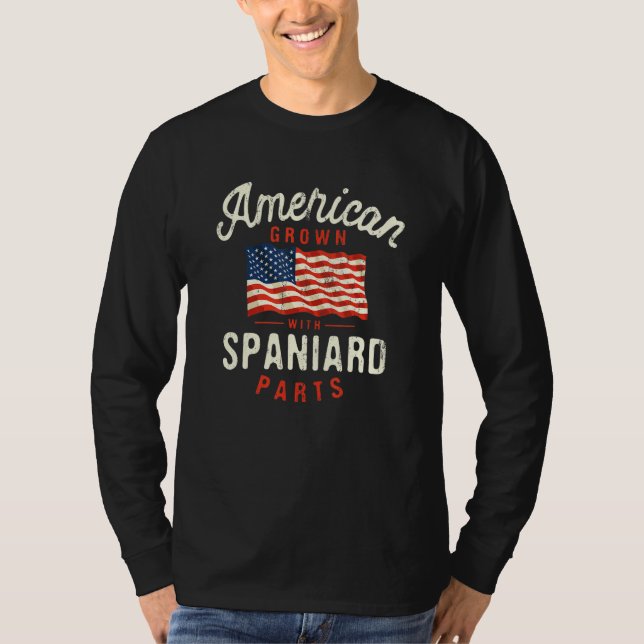 Camiseta American Grown with Spaniard Parts Patriotic Natio (Frente)
