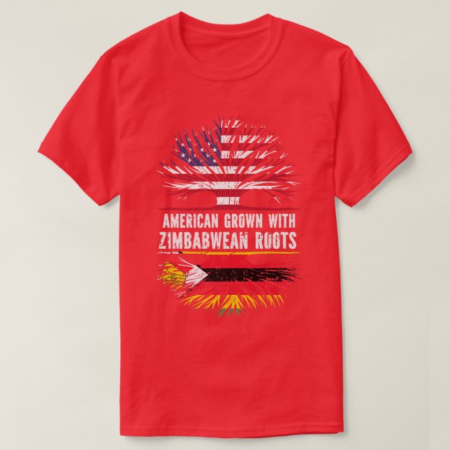 Camiseta American Grown with Zimbabwean Roots USA Flag Zimb (Frente do Design)