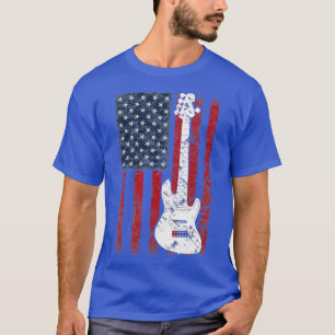 Camiseta American Guitar Engraçado US Flag Player Music Pre
