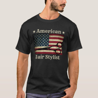 Camiseta American Hair Stylist  Shears Tools American Flag 