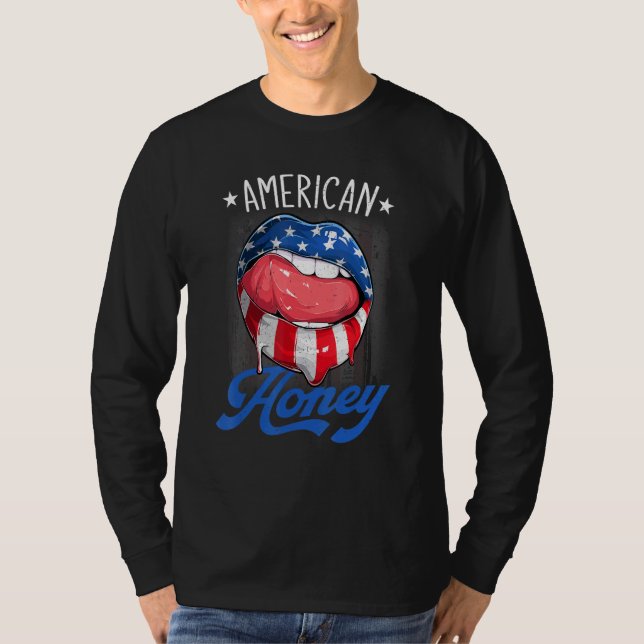 Camiseta American Honey Patriot 4 De Julho American Flag L (Frente)