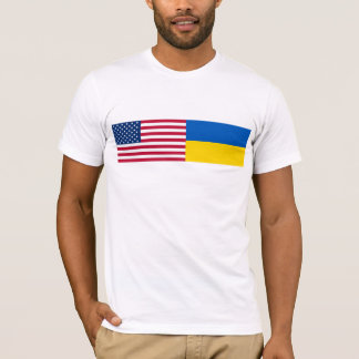 Camiseta American I stand with Ukraine. USA & UKR flags.