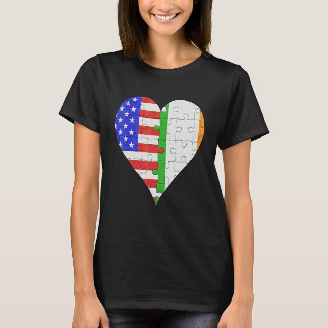 Camiseta American Irish Flag Heart 1 (Frente)