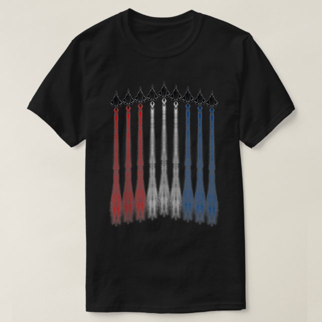 Camiseta American Jet  Red White & Blue Flag  4th Of July U (Frente do Design)