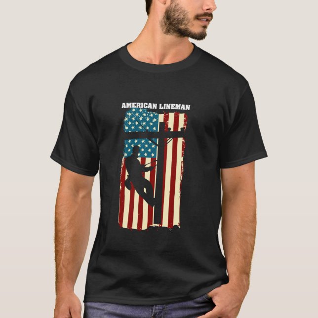 Camiseta American Lineman Flag com cabo elétrico Lineman Gi (Frente)