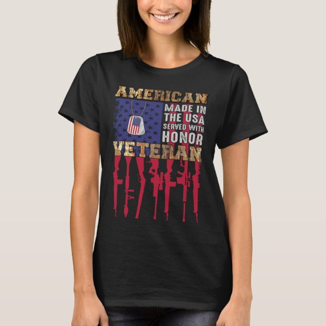 Camiseta American Made In The USA Served With Honor Veteran (Frente)
