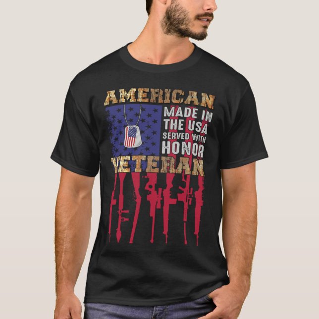 Camiseta American Made In The USA Served With Honor Veteran (Frente)