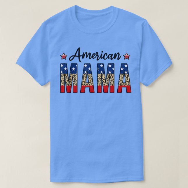 Camiseta American Mama 4th Of July Leopard Fourth Of July M (Frente do Design)