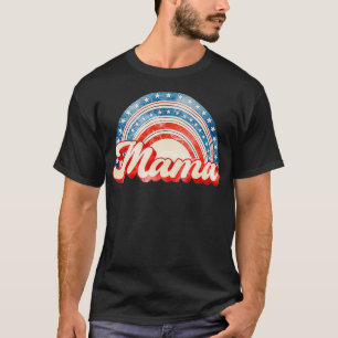 Camiseta American Mama Rainbow American Flag Patriótico 4º