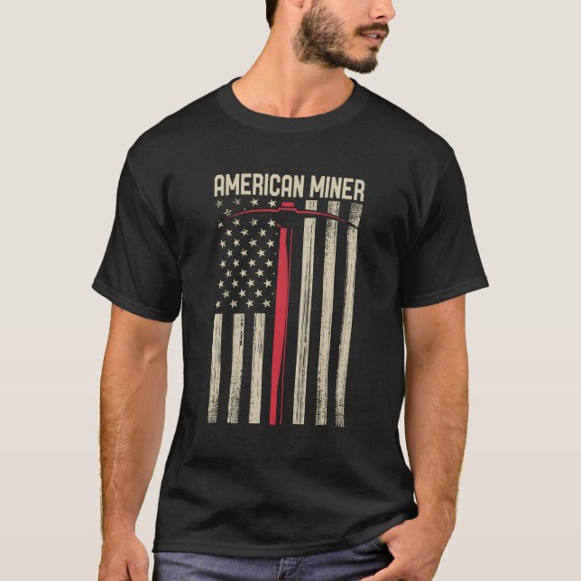 Camiseta American Miner Usa Flag Para Um Mineiro De Carvão (Frente)