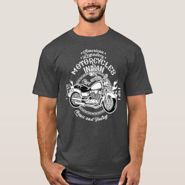 Camiseta American Motorcycle Indian Bikers Vintage Retro (Frente)