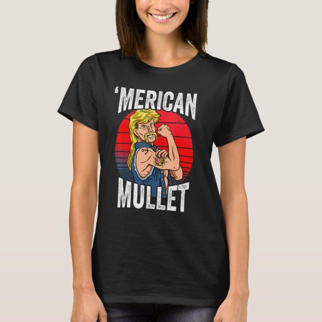 Camiseta 'American Mullet Hairstyle Retro Vintage Sunset' (Frente)