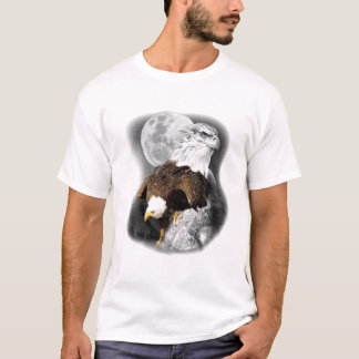 Camiseta American Nature Eagle Trabalho de arte Moon Sketch