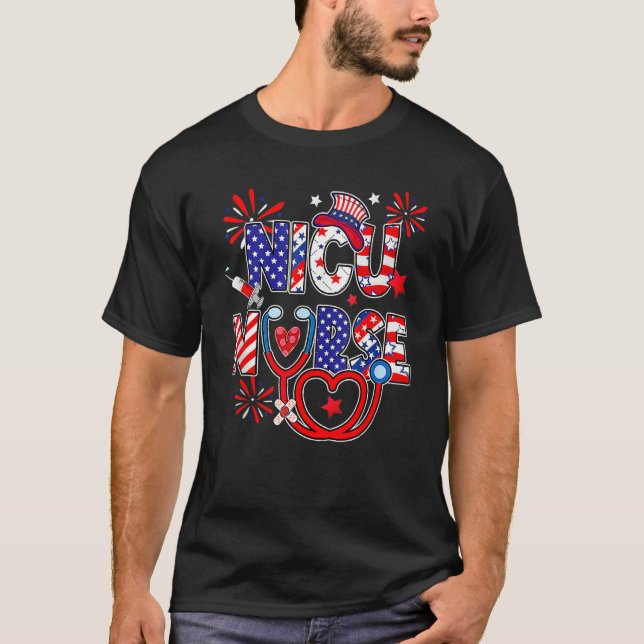 Camiseta American NICU Nurse 4th Of July Nurse Life (Frente)